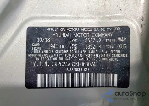 2019 Hyundai Accent Se z USA, uszkodzony, nr VIN 3KPC24A3XKE063074